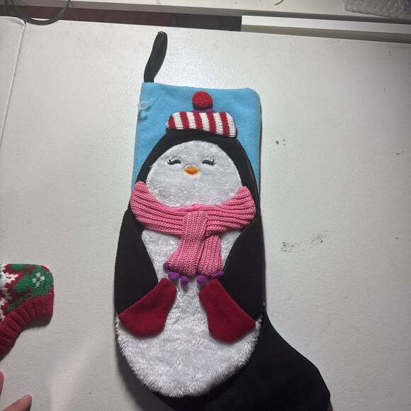 Cute Penguin Christmas Stocking - Holiday Decor with Scarf and Hat - Picture 2 of 6